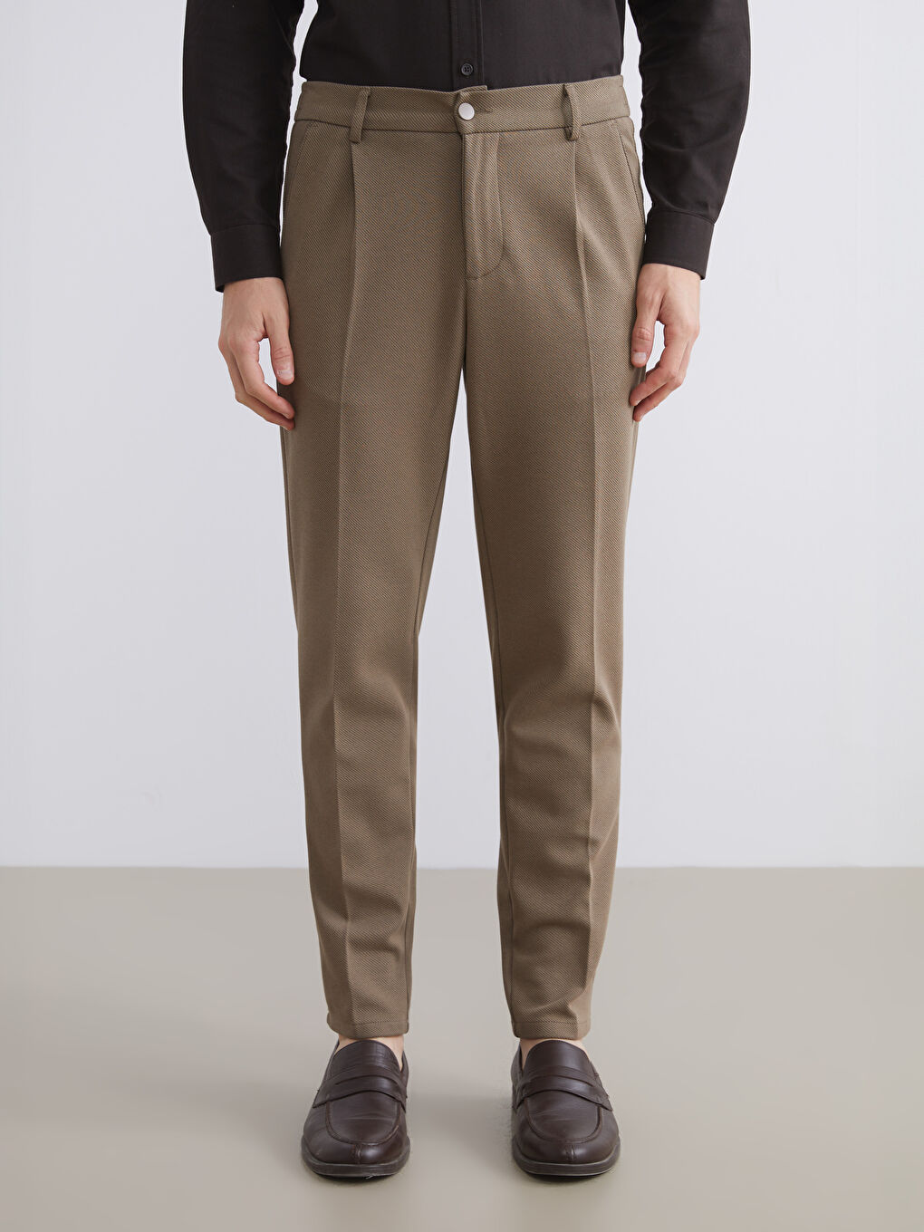 Bej Standart Kalıp Erkek Pantolon-1