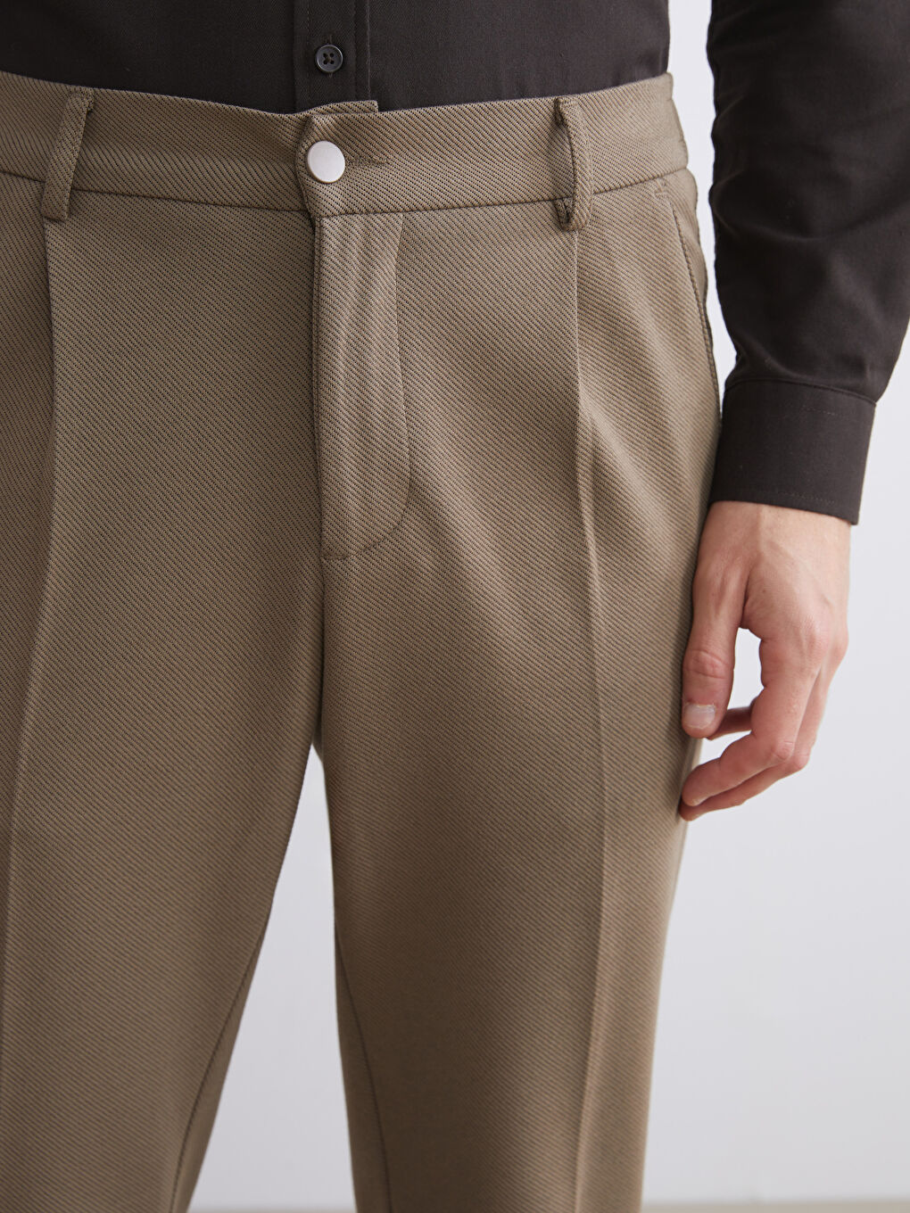 Bej Standart Kalıp Erkek Pantolon-2