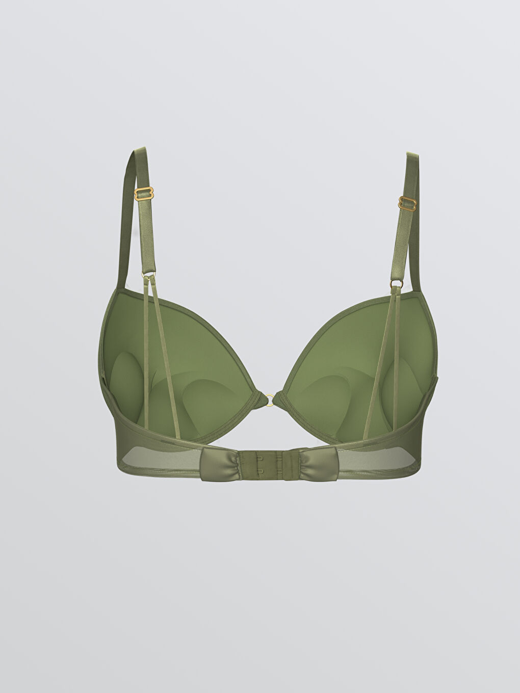 Yeşil Balenli Dolgulu Düz Fantezi Tişört Sütyen-1