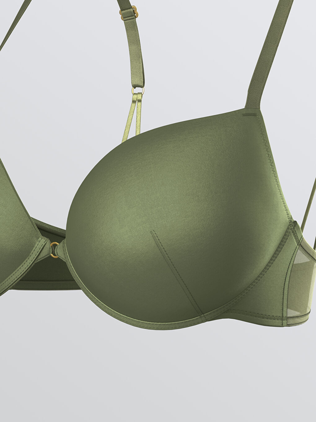 Yeşil Balenli Dolgulu Düz Fantezi Tişört Sütyen-2