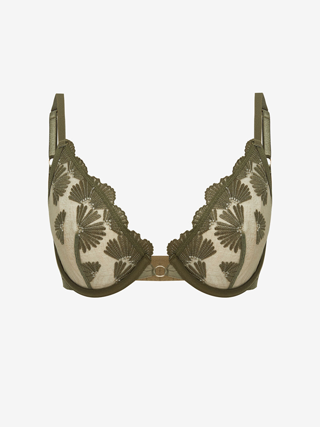 Yeşil Balenli Dolgusuz Dantelli Fantezi Tişört Sütyen