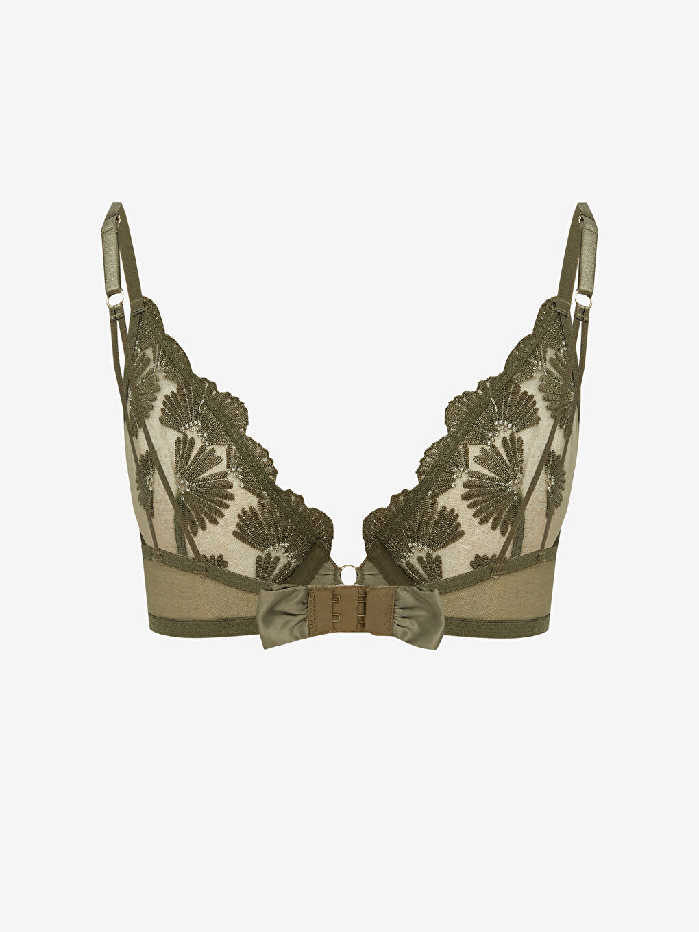 Yeşil Balenli Dolgusuz Dantelli Fantezi Tişört Sütyen-1