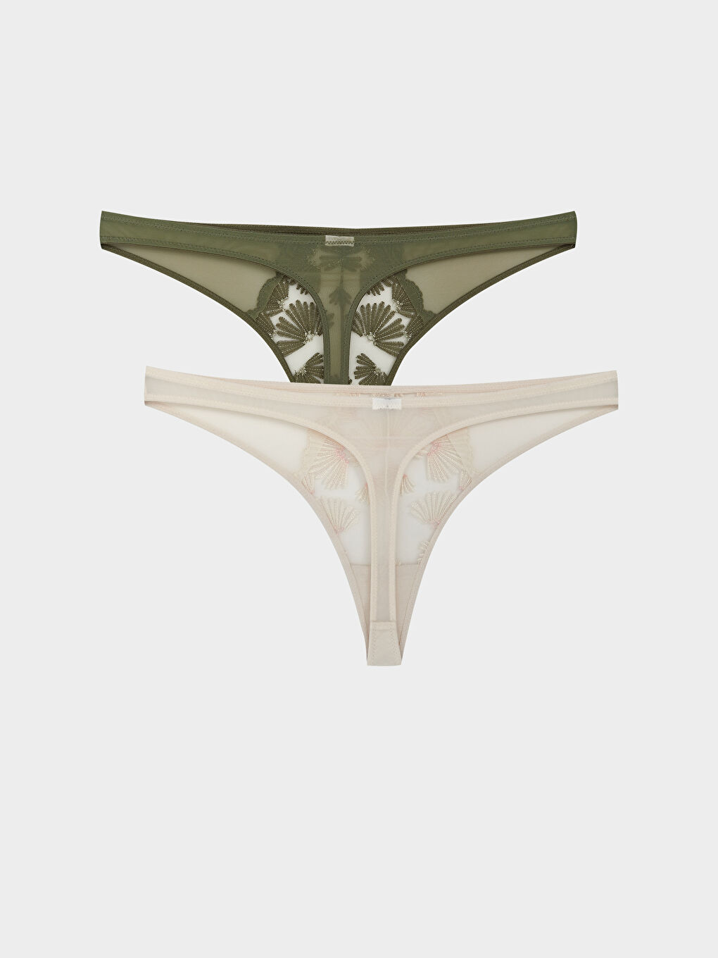Yeşil Dantelli Fantezi Tanga Külot 2'li-1