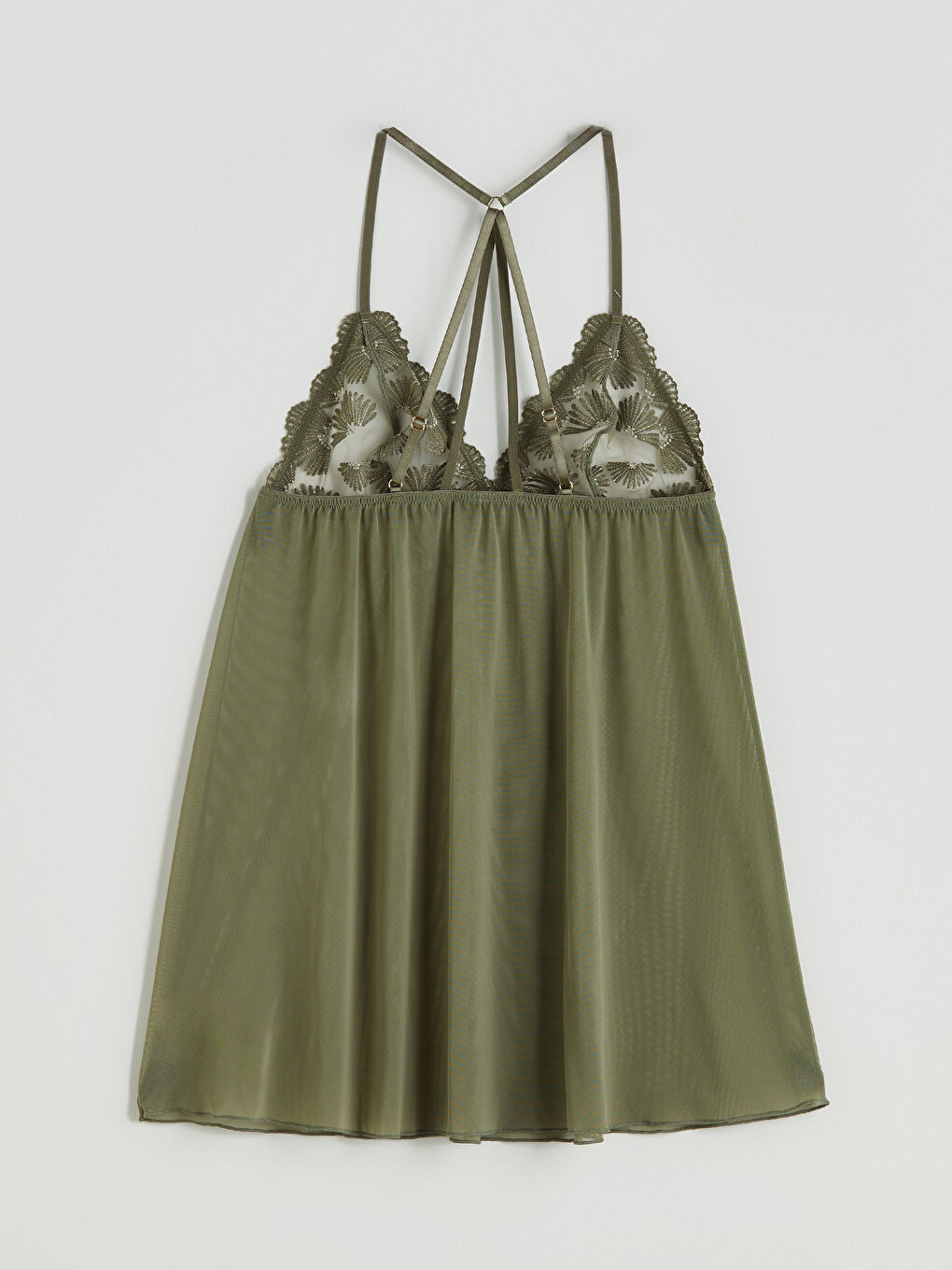 Yeşil Balensiz Dolgusuz Dantelli Babydoll-1