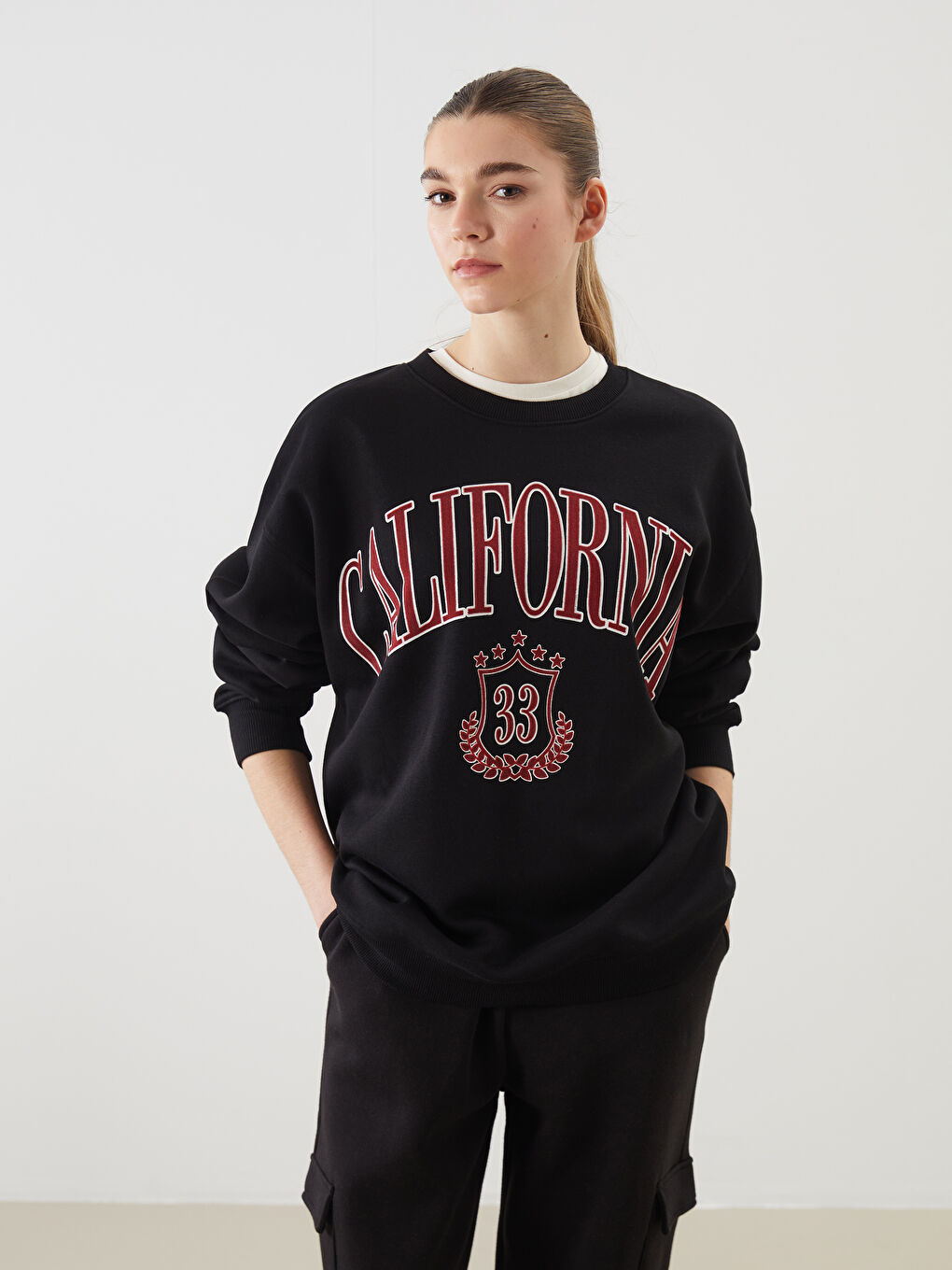 California Embroidered Oversize Women's Thick Sweatshirt
