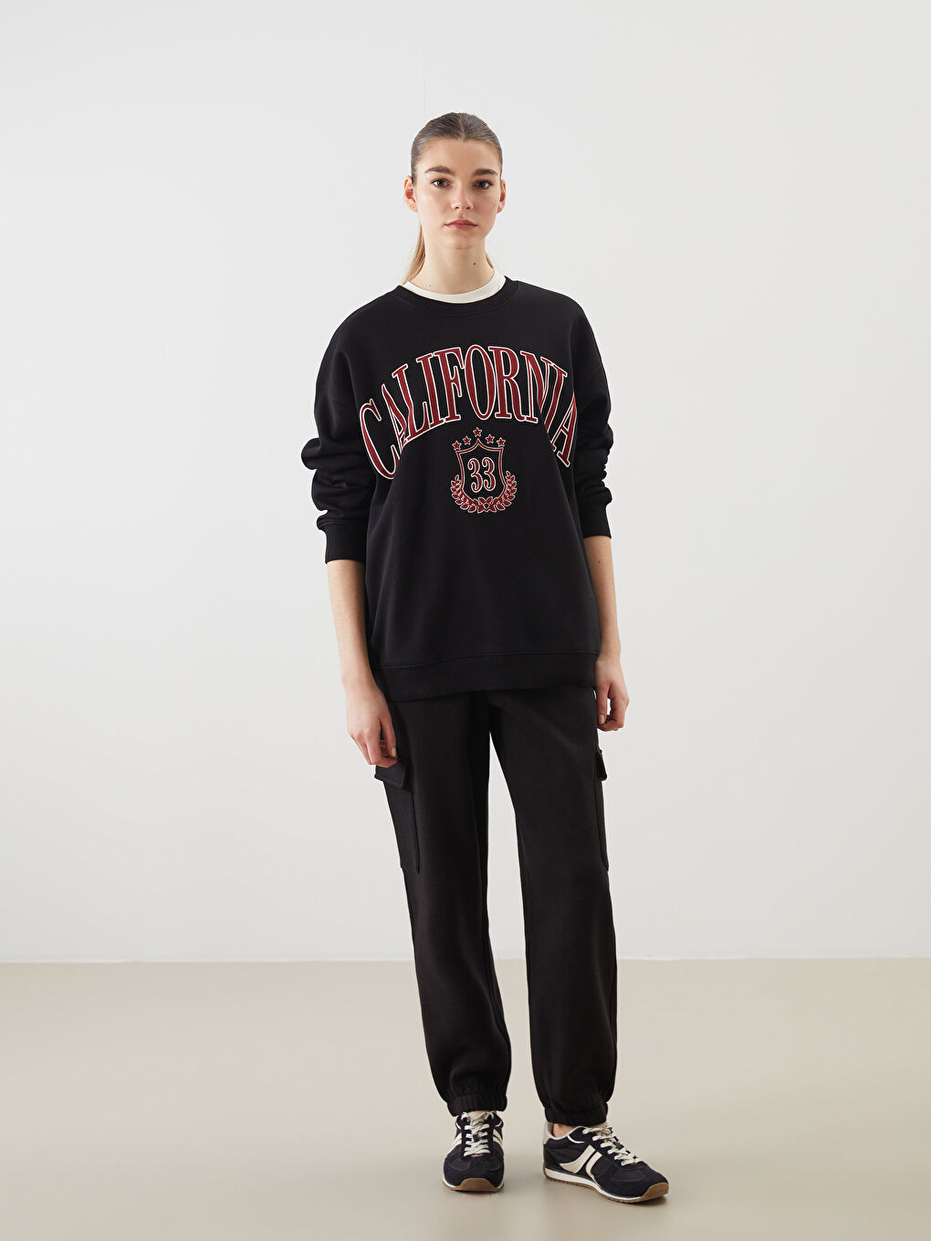 California Embroidered Oversize Women's Thick Sweatshirt-3