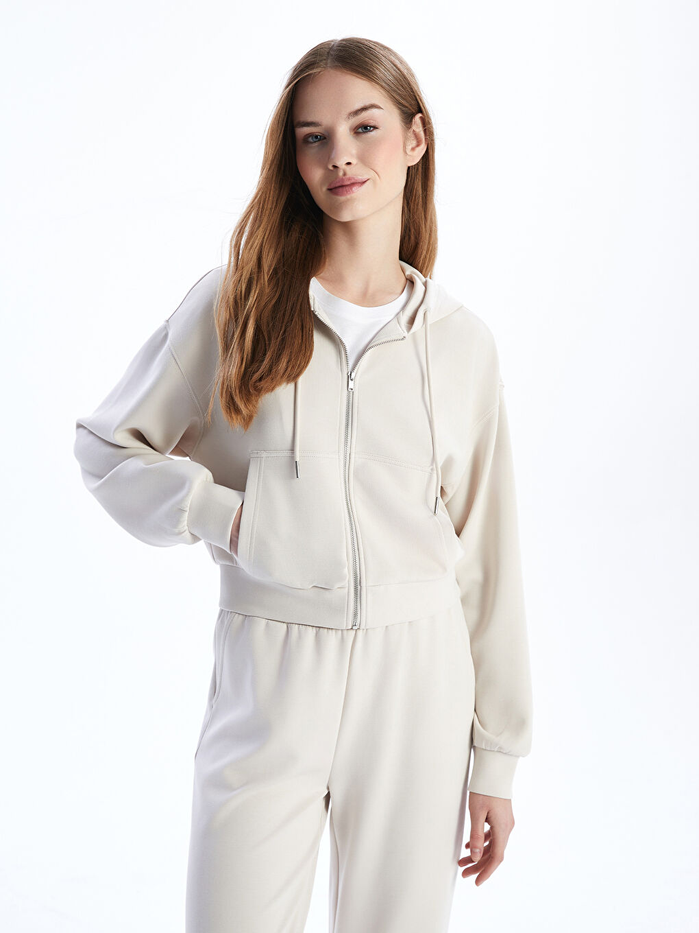 Hooded Women's Thick Zip-Up Sweatshirt
