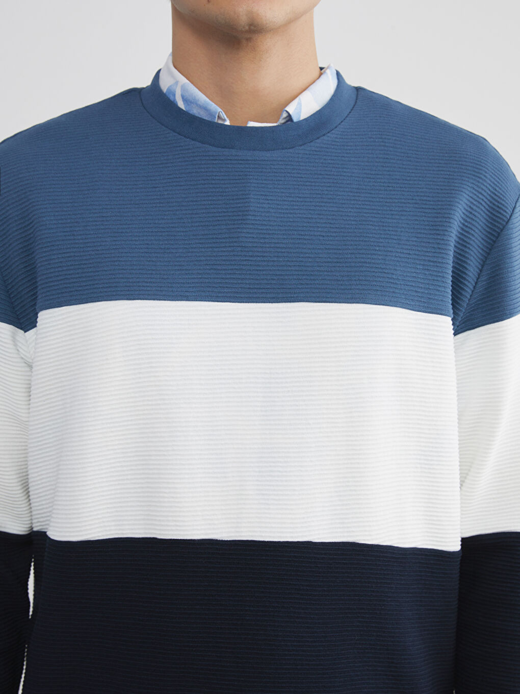 Crew Neck Color Block Men's Sweatshirt-2
