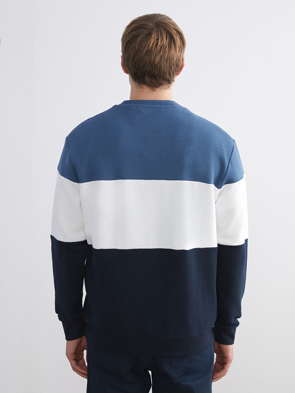 Crew Neck Color Block Men's Sweatshirt-3