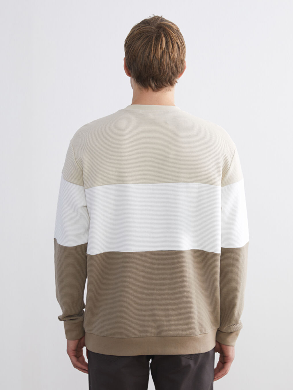 Crew Neck Color Block Men's Sweatshirt-3