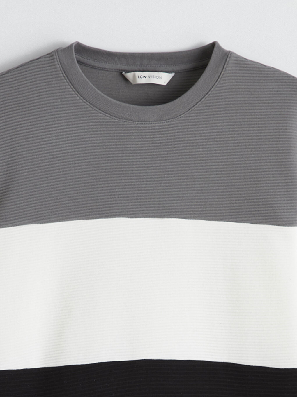 Antrasit Bisiklet Yaka Renk Bloklu Erkek Sweatshirt-1