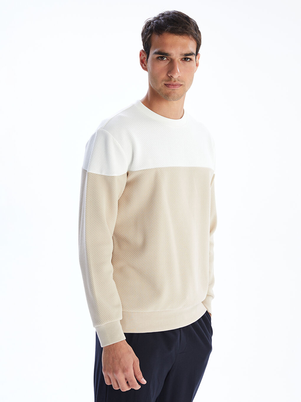 Crew Neck Jacquard Men's Sweatshirt