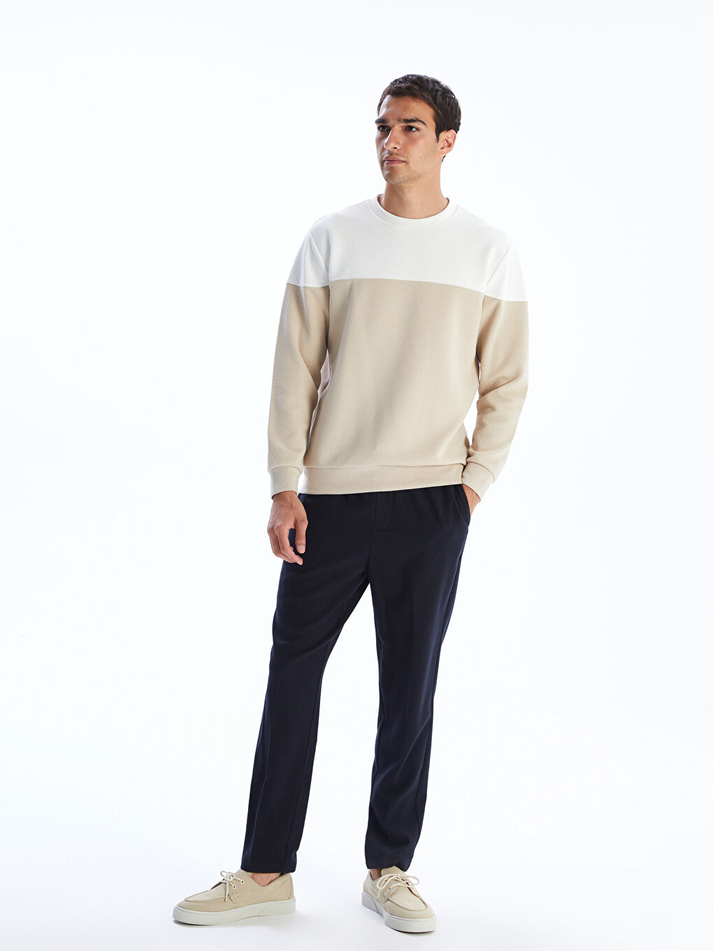 Crew Neck Jacquard Men's Sweatshirt-1