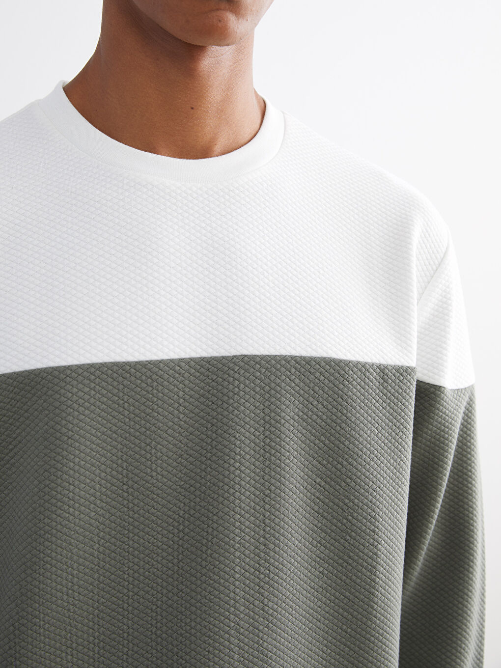 Crew Neck Jacquard Men's Sweatshirt-2