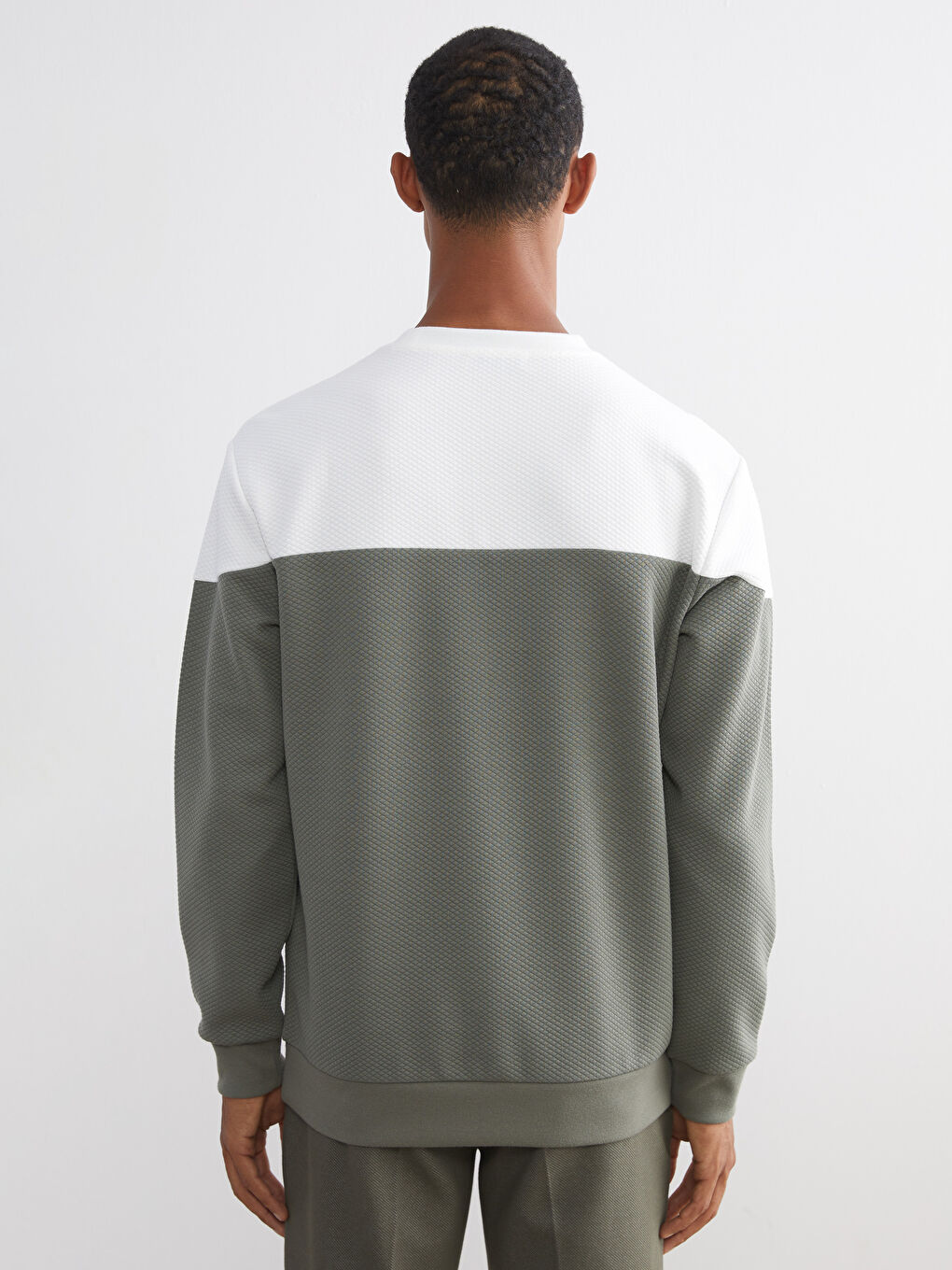 Crew Neck Jacquard Men's Sweatshirt-3