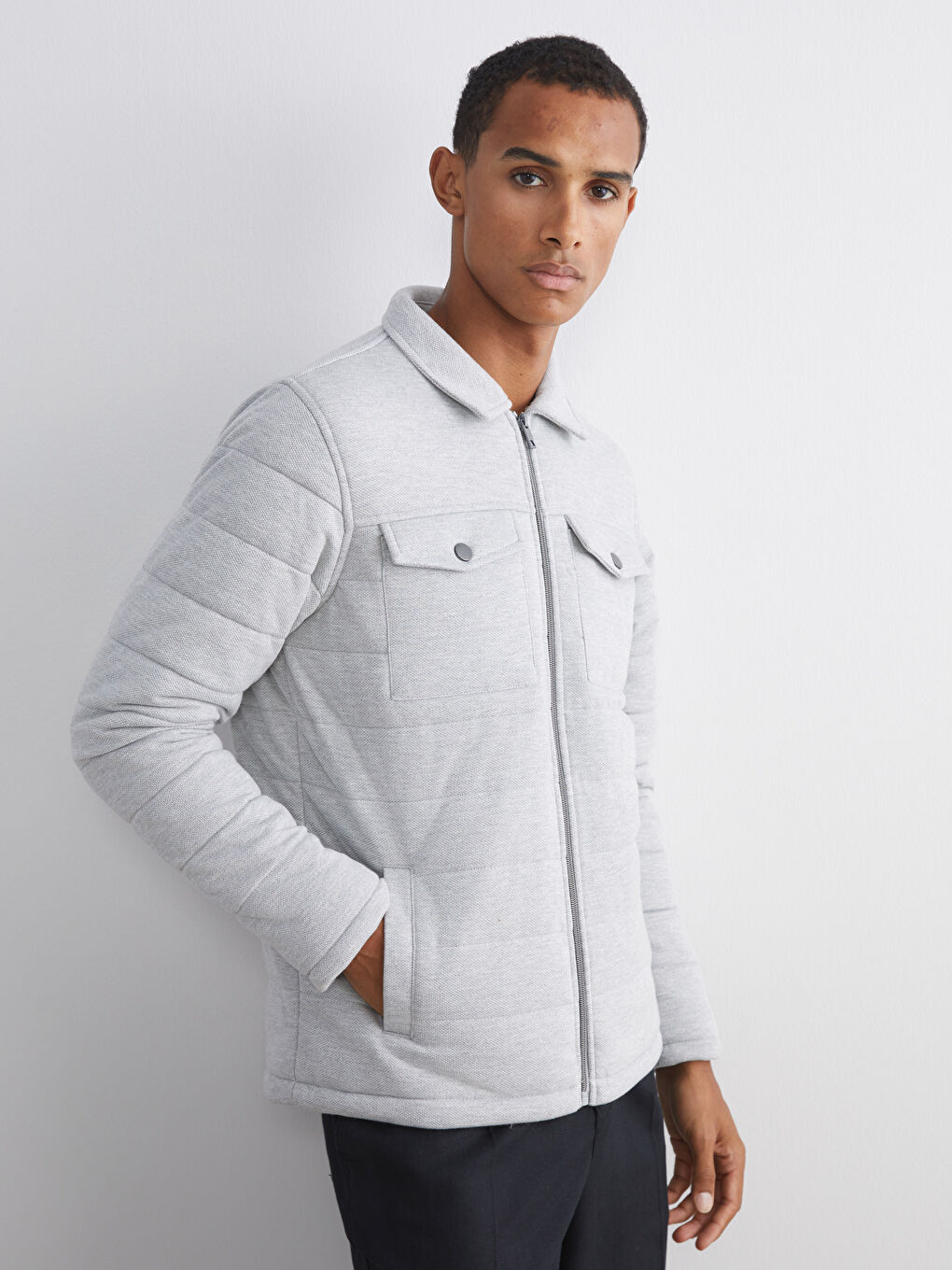 Slim Fit Collared Neck Men's Coat