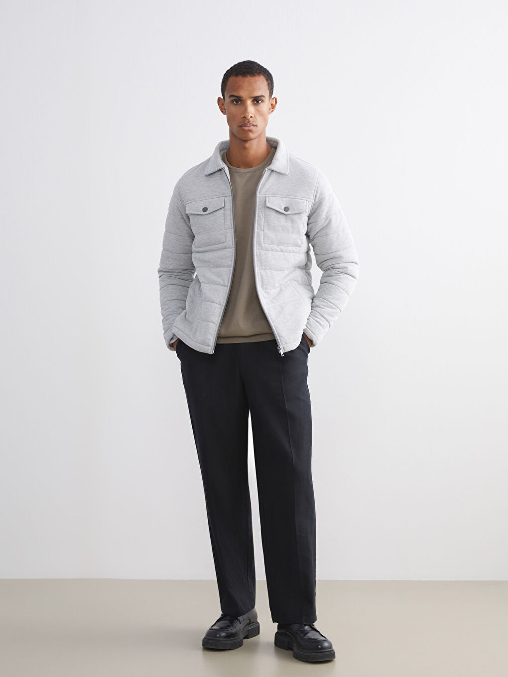 Slim Fit Collared Neck Men's Coat-1