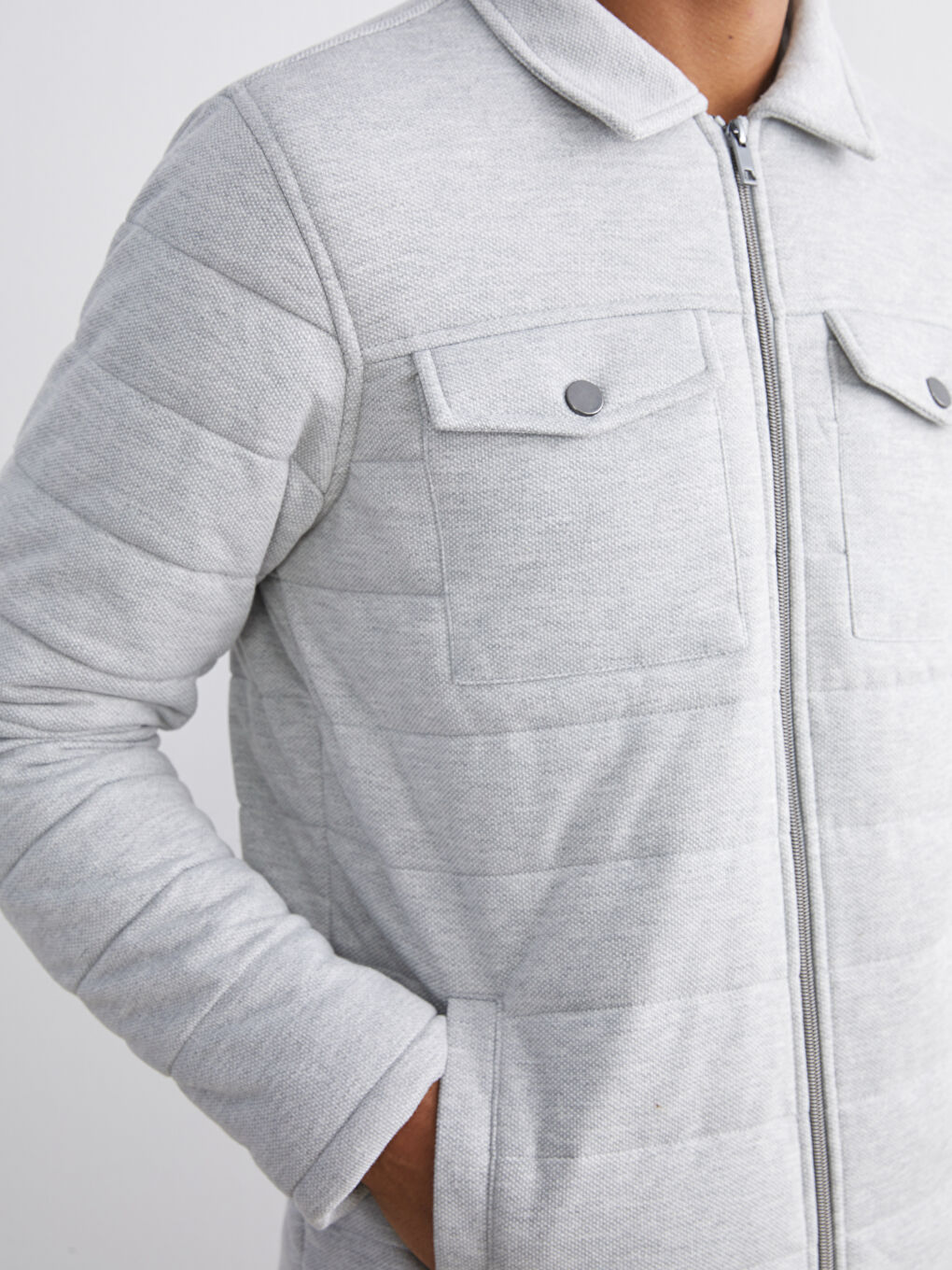 Slim Fit Collared Neck Men's Coat-2