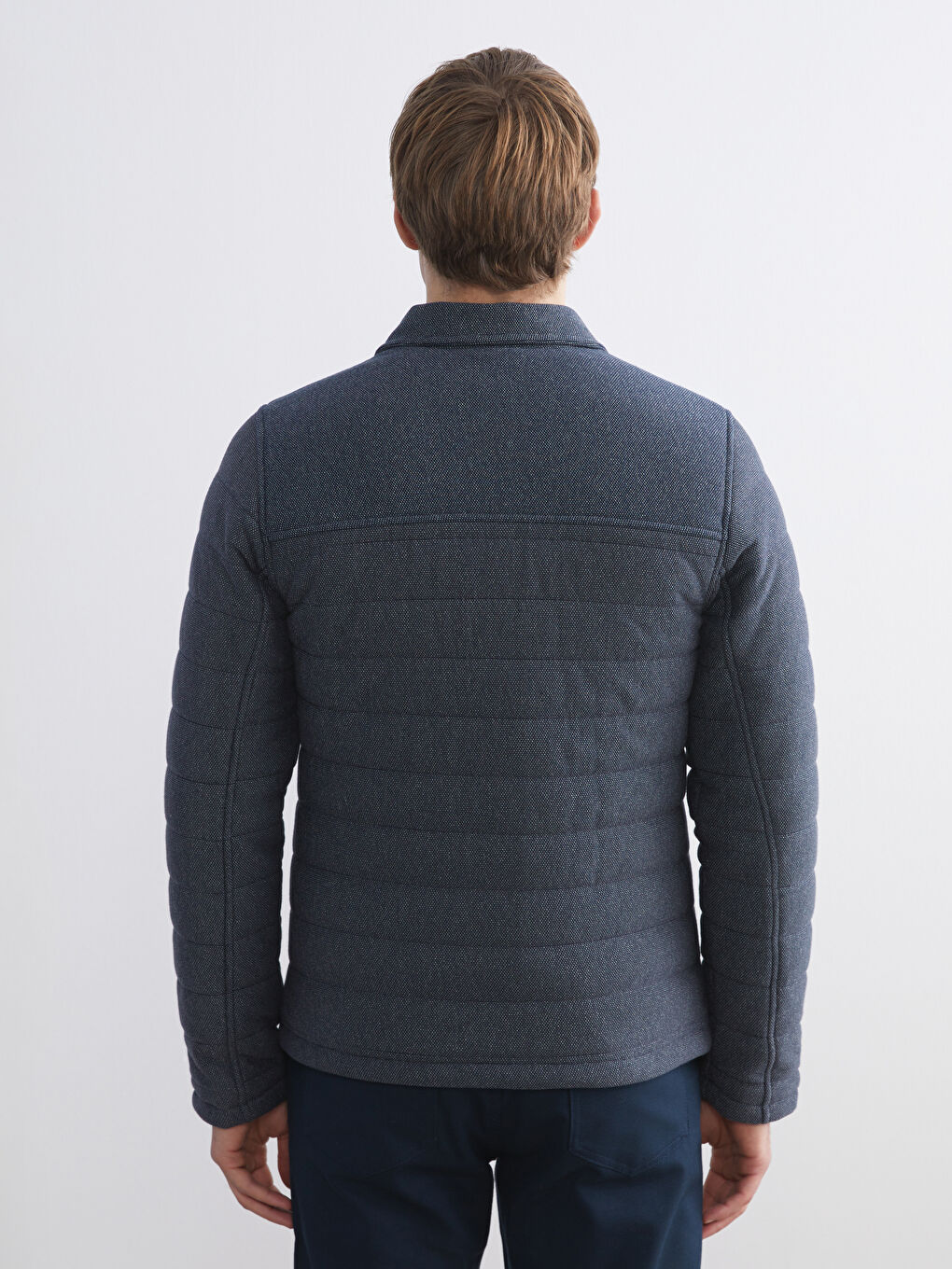 Lacivert Slim Fit Gömlek Yaka Erkek Mont-4