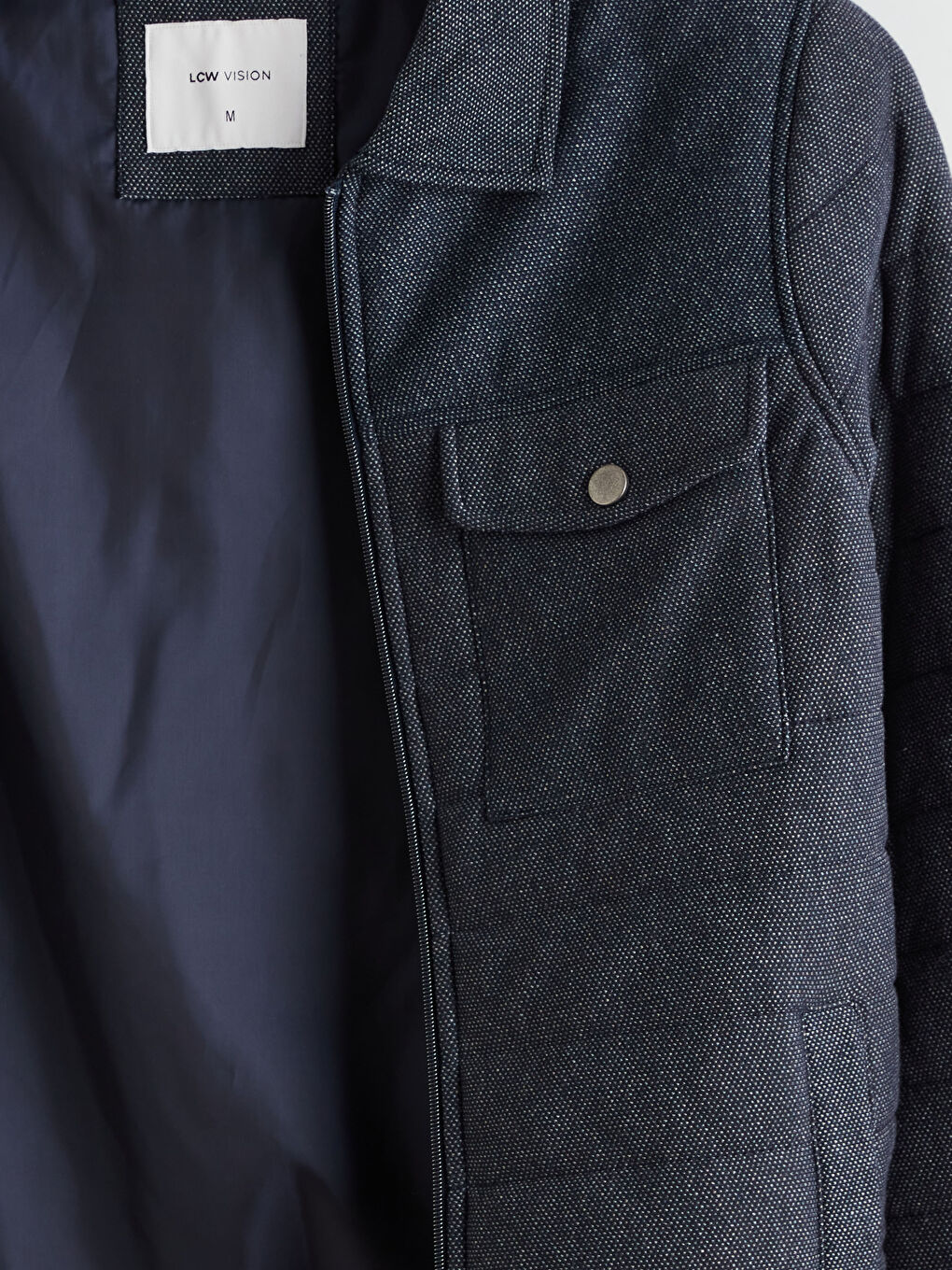 Lacivert Slim Fit Gömlek Yaka Erkek Mont-7