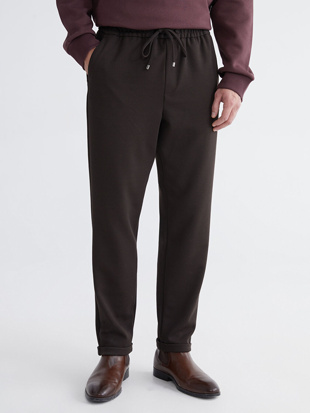 Kahverengi Standart Kalıp Erkek Pantolon-1