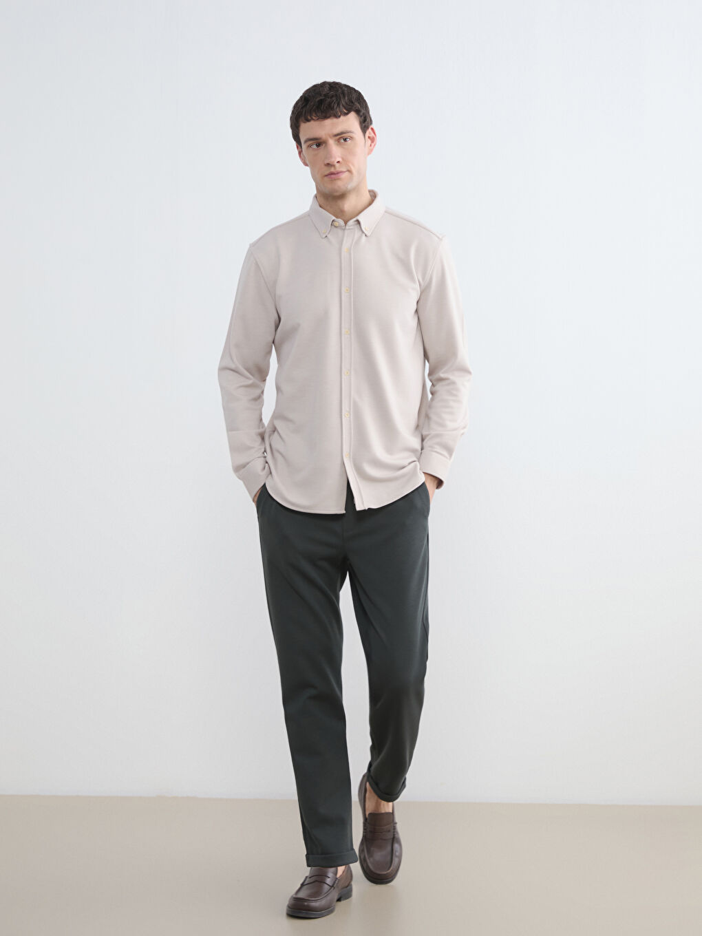 Petrol Standart Kalıp Erkek Pantolon-1