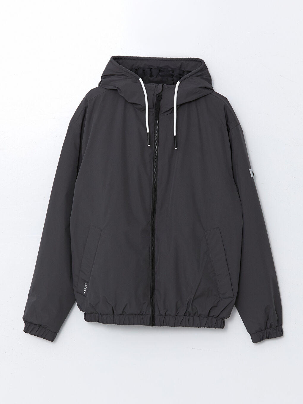 Antrasit Rahat Kalıp Kapüşonlu Erkek Orta Kalın Mont-4