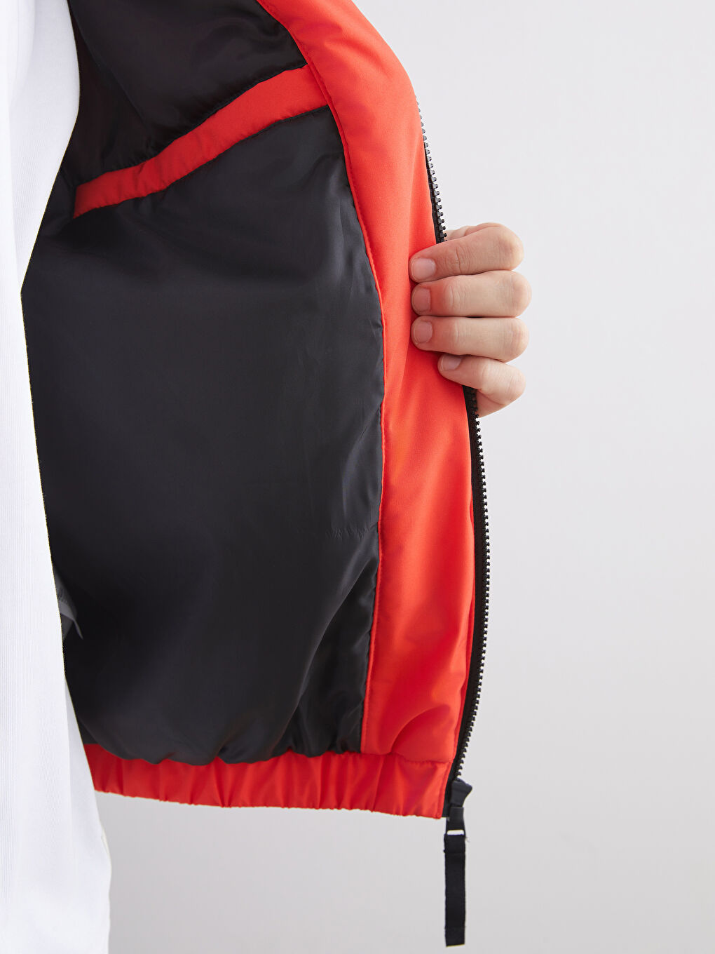 Turuncu Rahat Kalıp Kapüşonlu Erkek Orta Kalın Mont-3