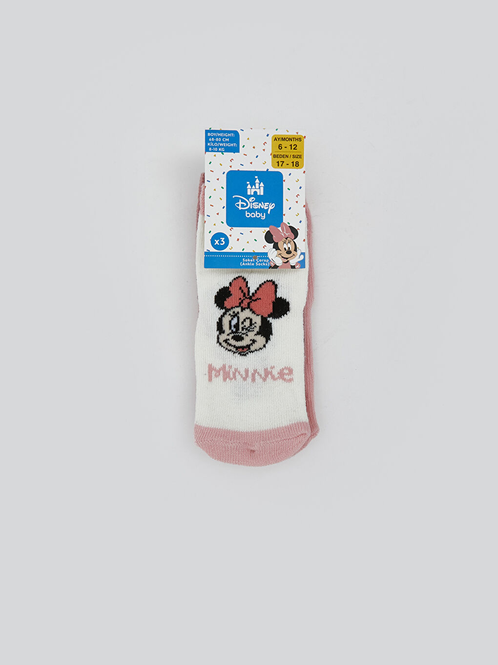 LCW baby Minnie Mouse Printed Baby Girls' Ankle Socks 3-pack -W55311Z1-FDU