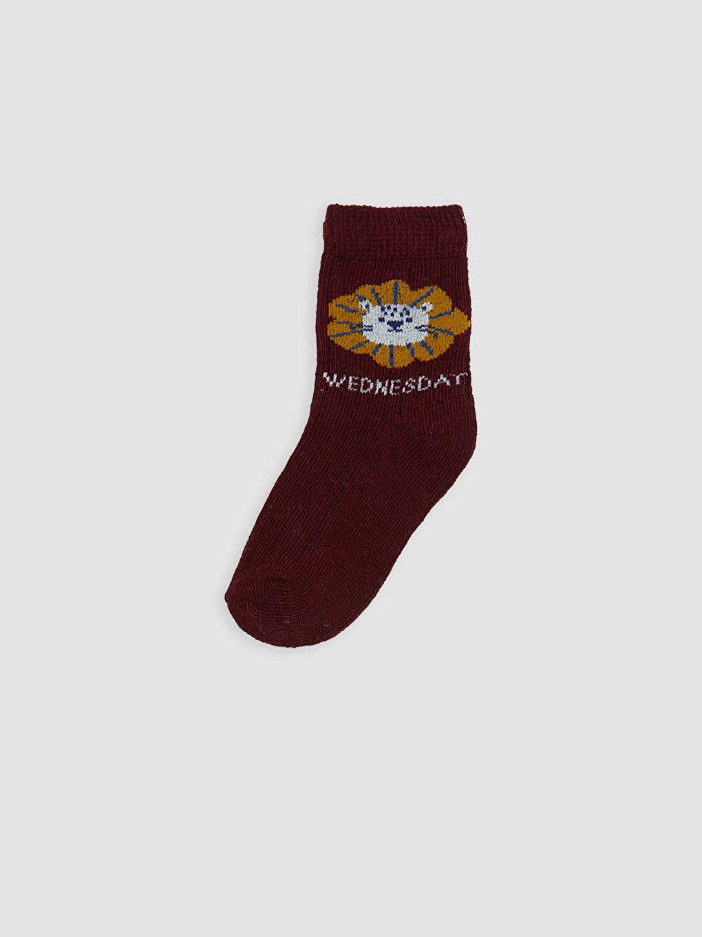 Bordo Aslan Desenli Erkek Bebek Soket Çorap