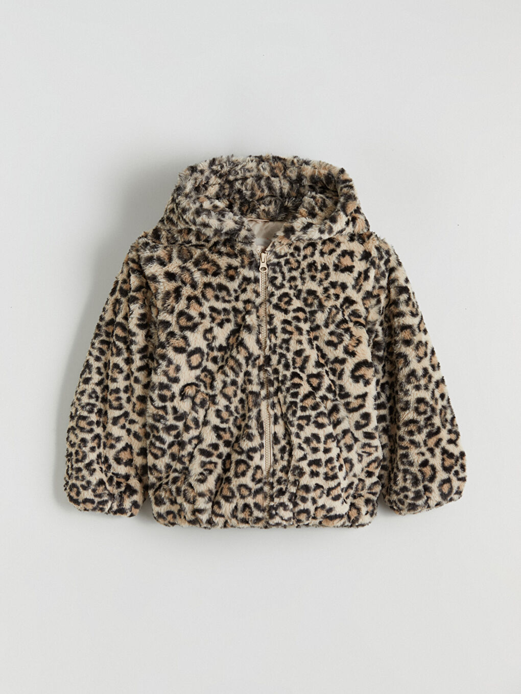 Leopard Print Girls' Plush Coat-1