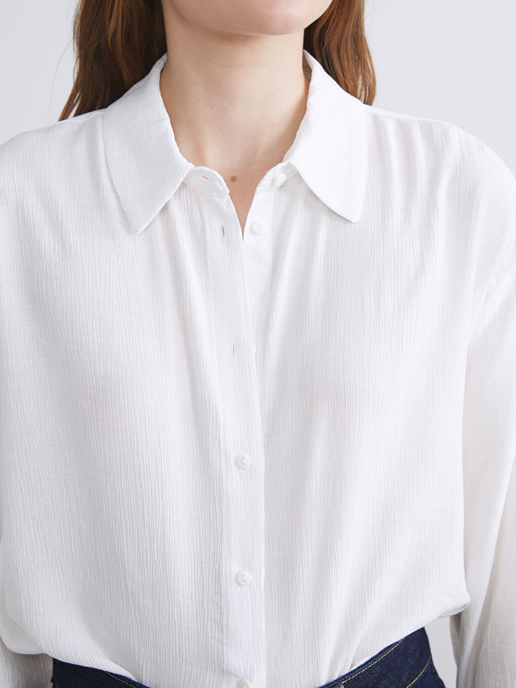 LCWAIKIKI Classic Textured Oversize Women's Shirt Tunic -W55378Z8-Q6K