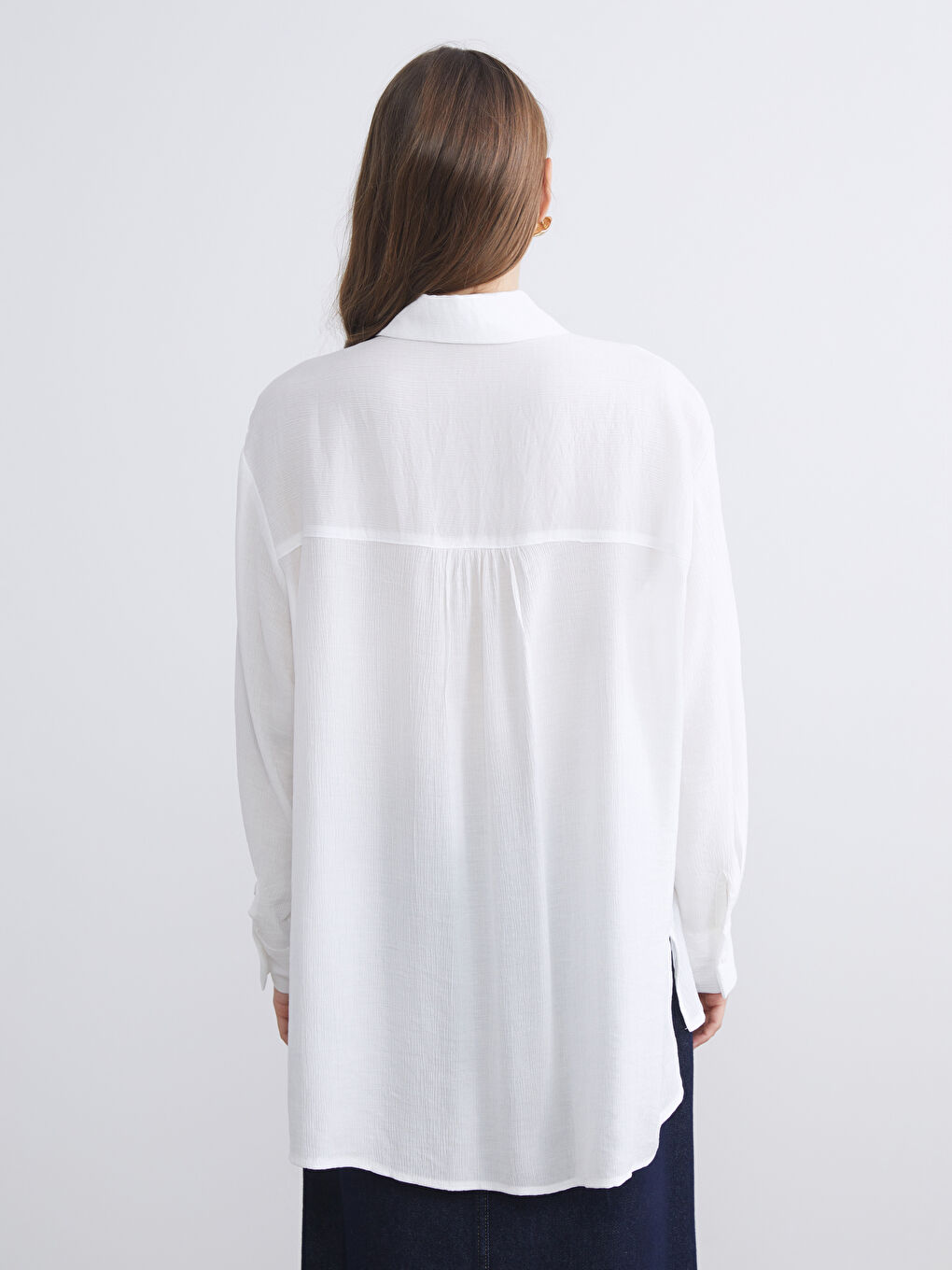 LCWAIKIKI Classic Textured Oversize Women's Shirt Tunic -W55378Z8-Q6K