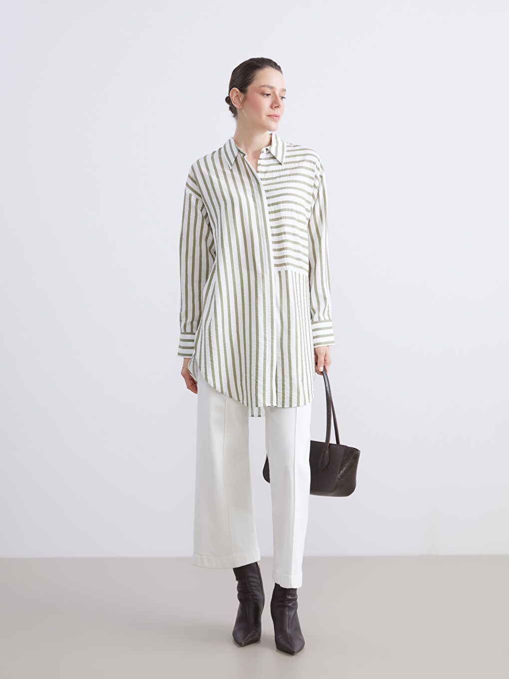 Striped Oversize Women's Shirt Tunic-1