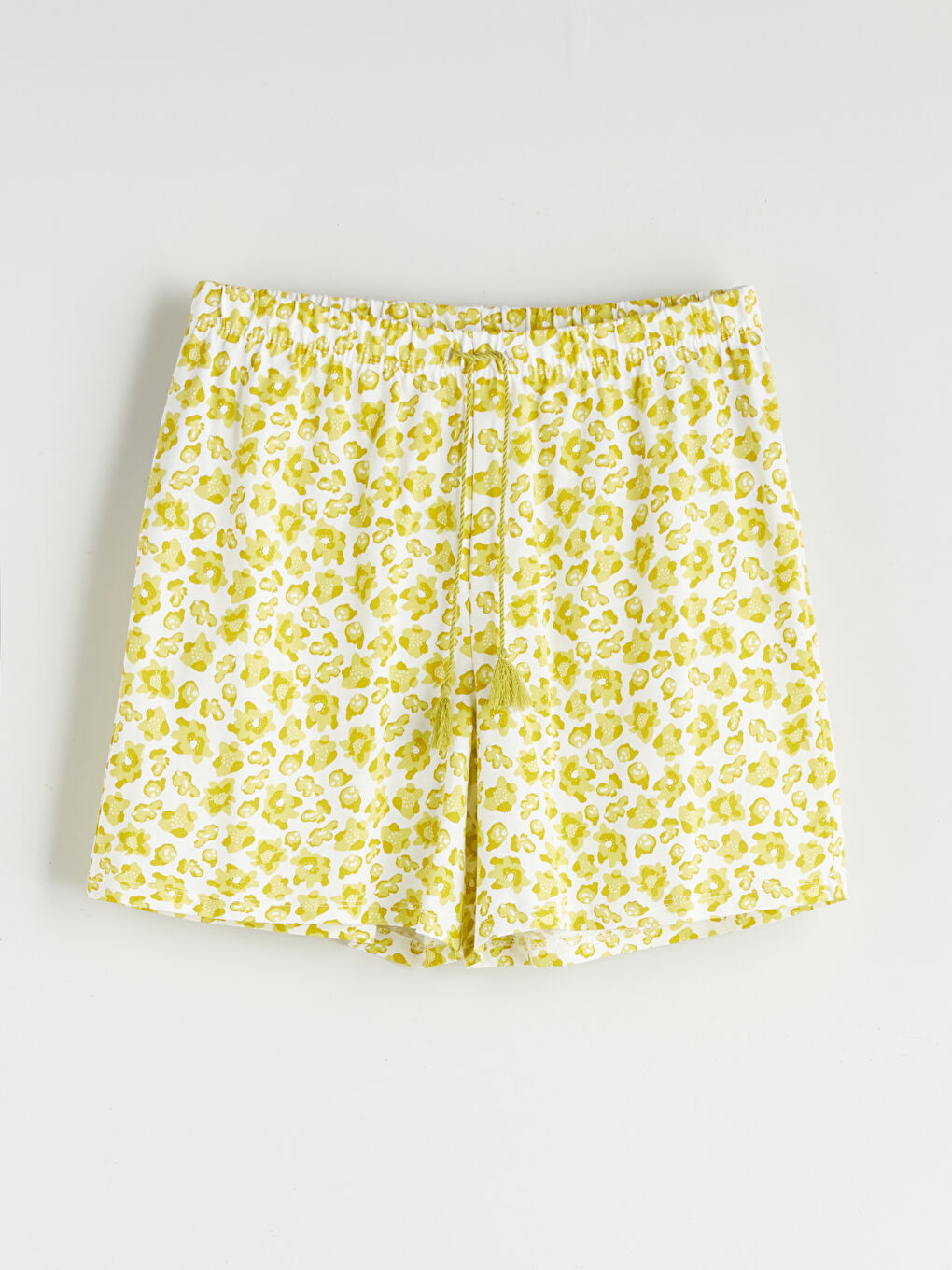 Yeşil Beli Lastikli Desenli Kadın Şort Pijama Altı