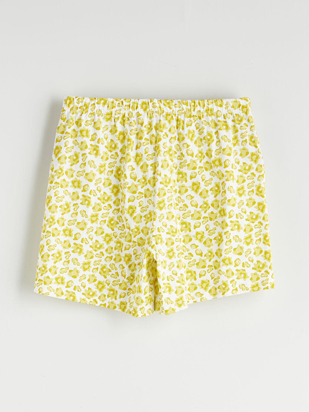 Yeşil Beli Lastikli Desenli Kadın Şort Pijama Altı-1