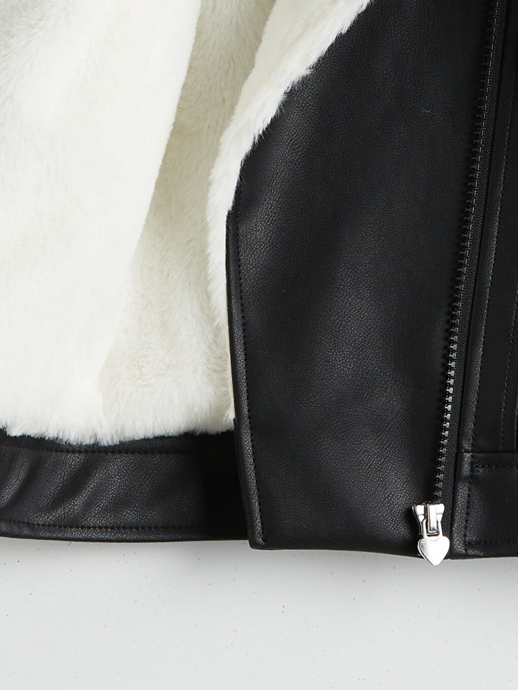 Fur Collar Leather Look Girl Jacket-2