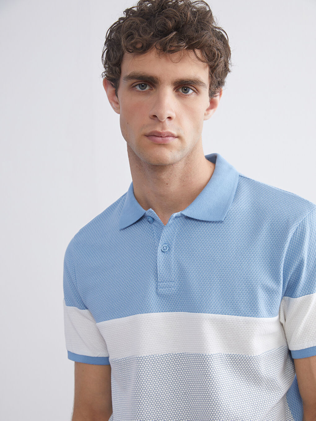 Polo Neck Color Block Men's T-Shirt-2