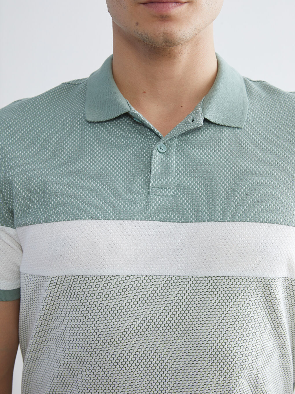 Polo Neck Color Block Men's T-Shirt-2