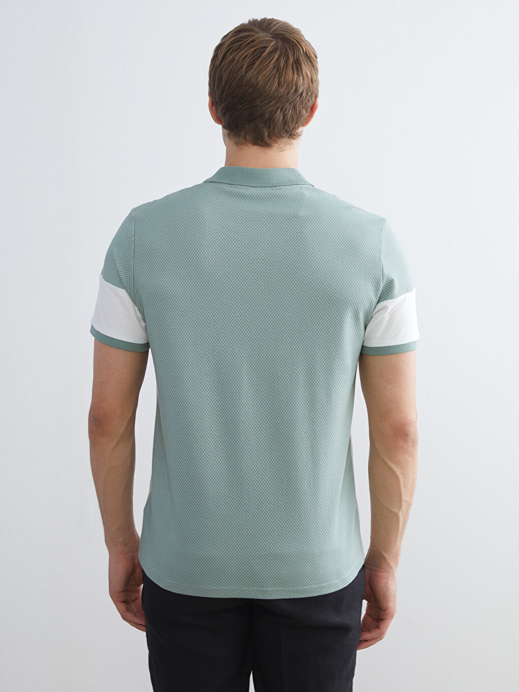 Polo Neck Color Block Men's T-Shirt-3