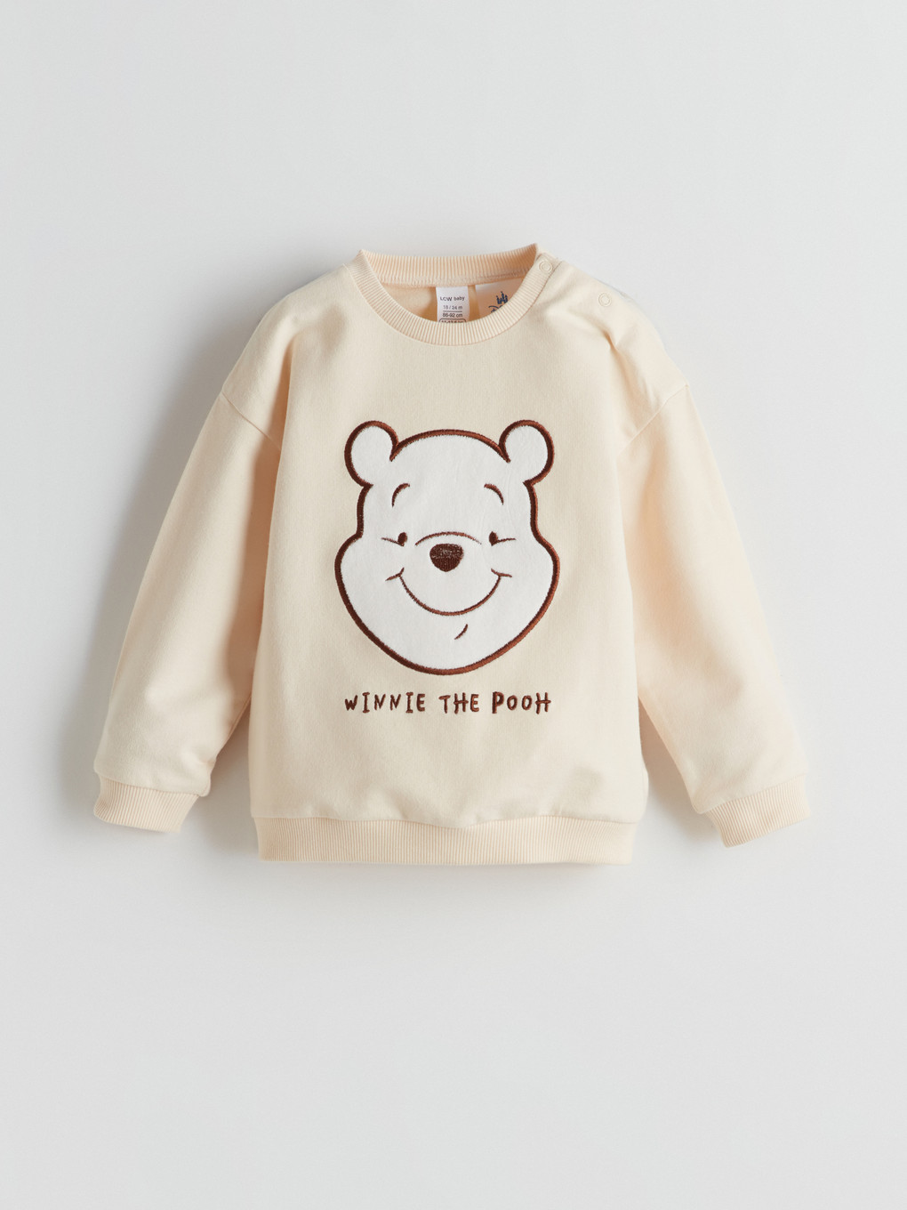 Bej Winnie The Pooh Nakışlı Erkek Bebek Sweatshirt
