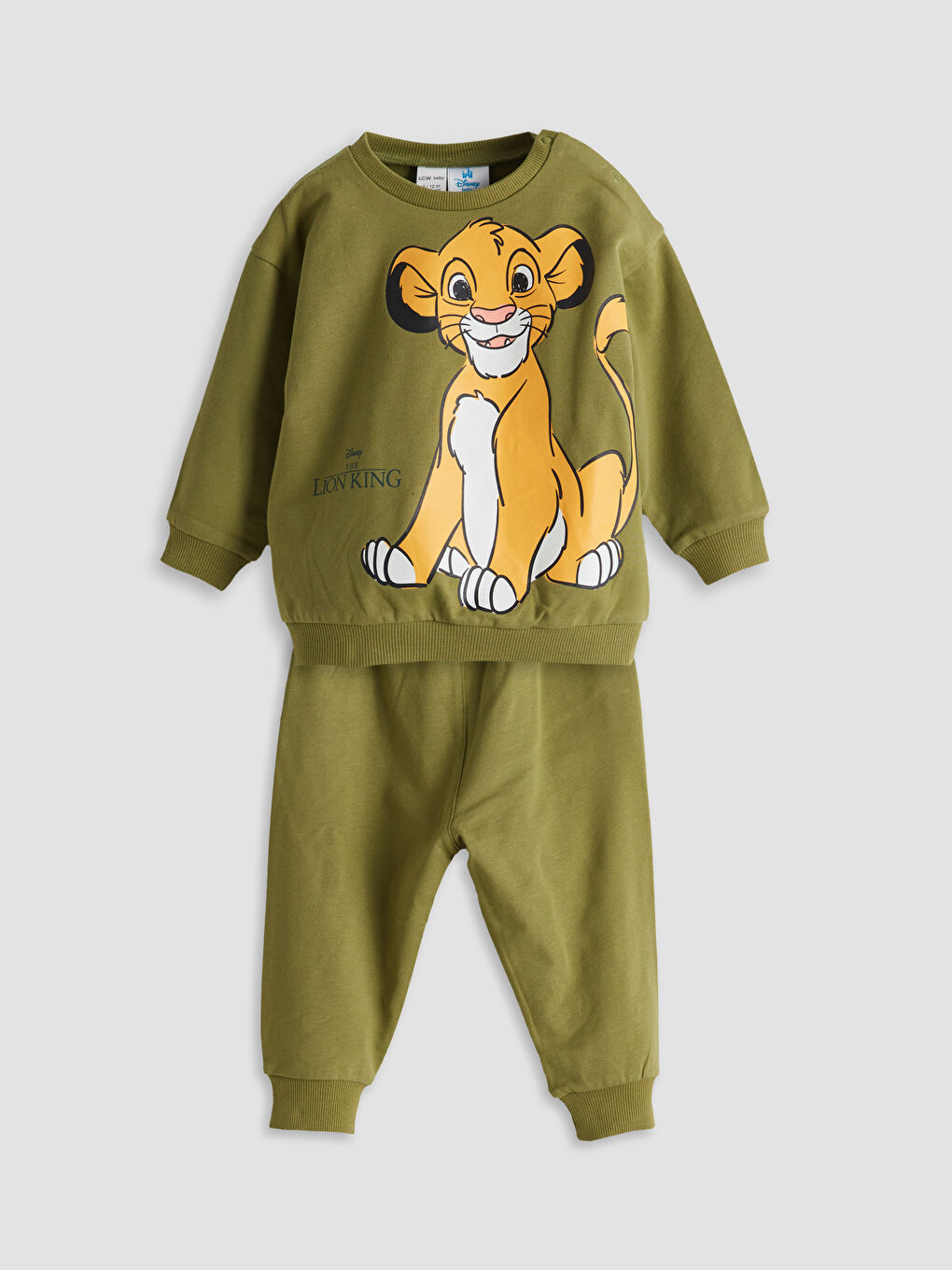 LCW baby Crew Neck Lion King Printed Baby Boys' Sweatshirt and Pants 2 Pack Set -W55471Z1-YWA