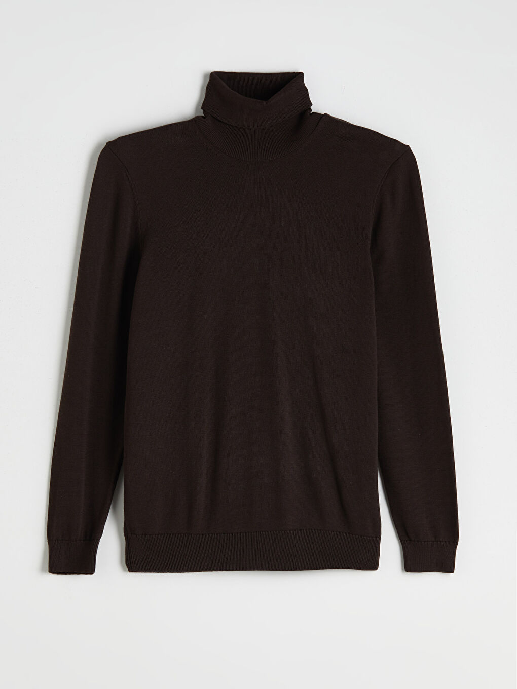 Kahverengi Balıkçı Yaka Uzun Kollu Erkek Triko Kazak-4