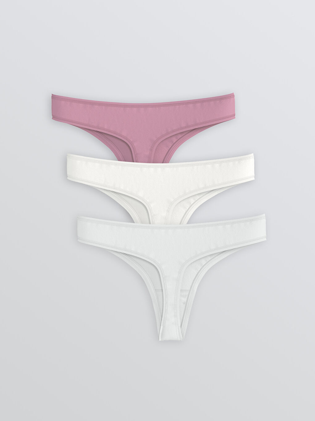 Lila Düz Tanga Külot 3'lü-1