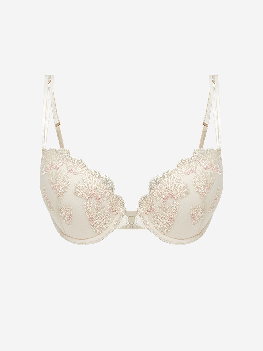 Pembe Balenli Dolgusuz Dantel Detaylı Fantezi Tişört Sütyen