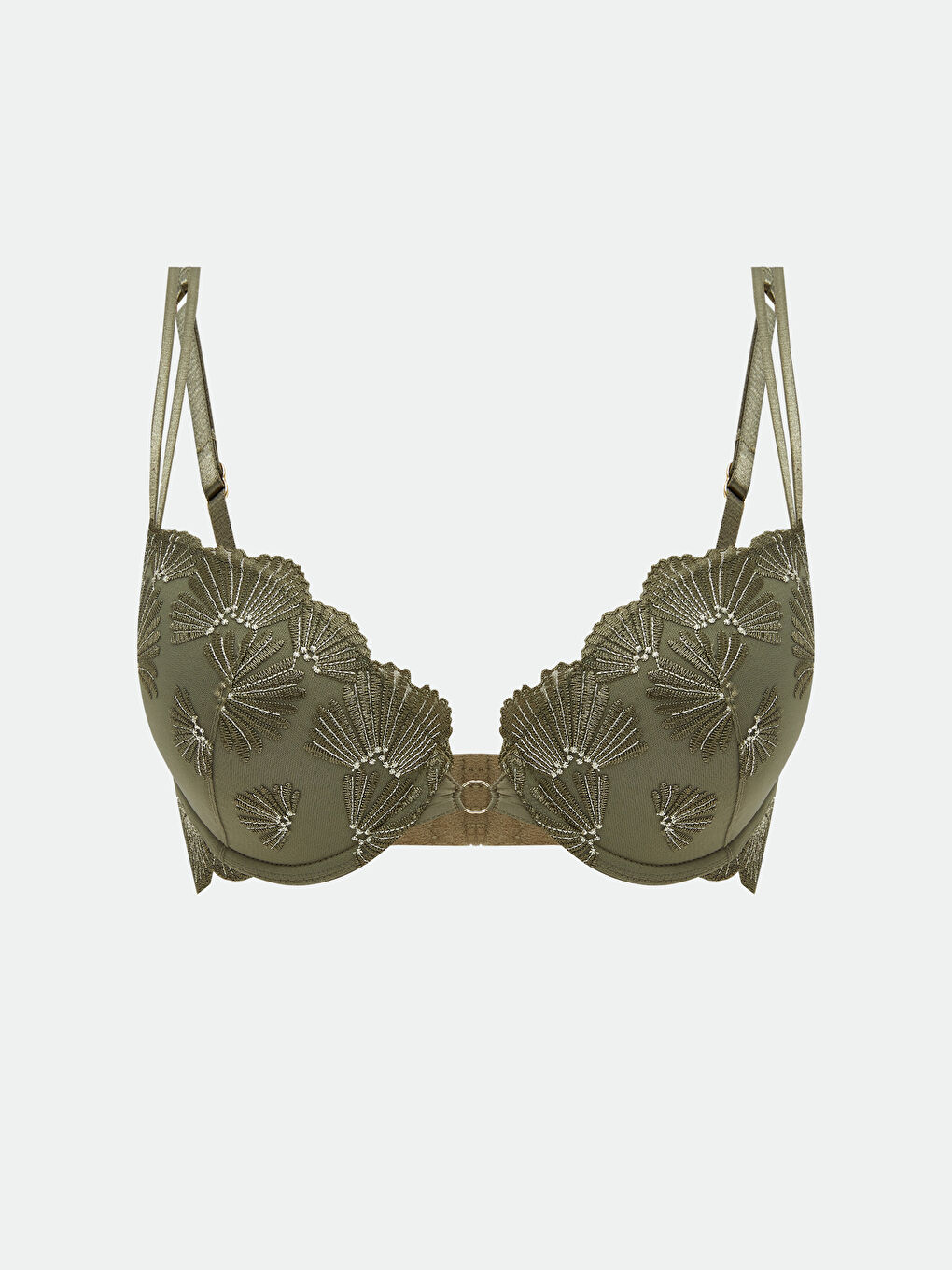 Yeşil Balenli Dolgusuz Dantel Detaylı Fantezi Tişört Sütyen