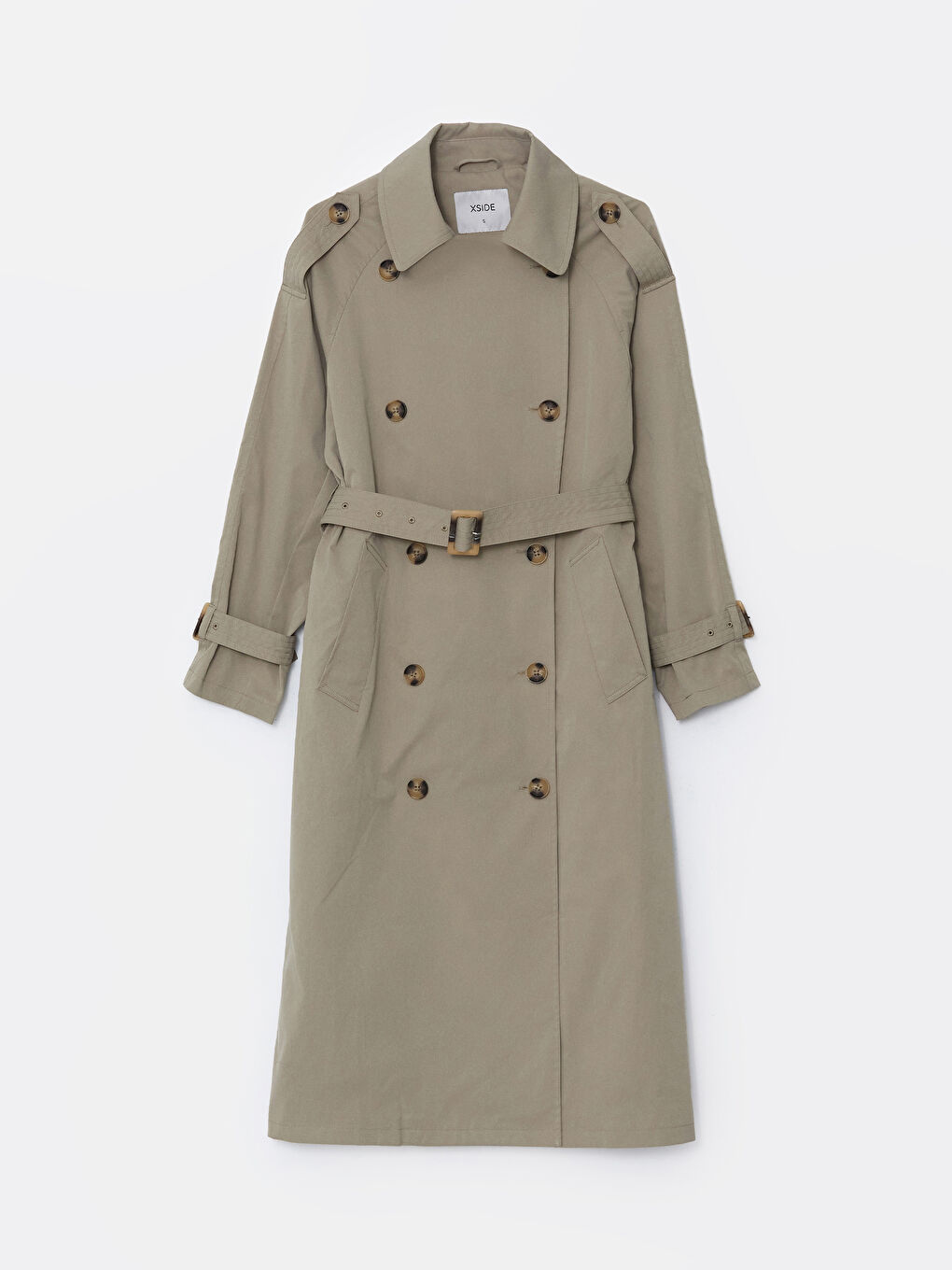 Haki Ceket Yaka Oversize Kadın Trençkot-4