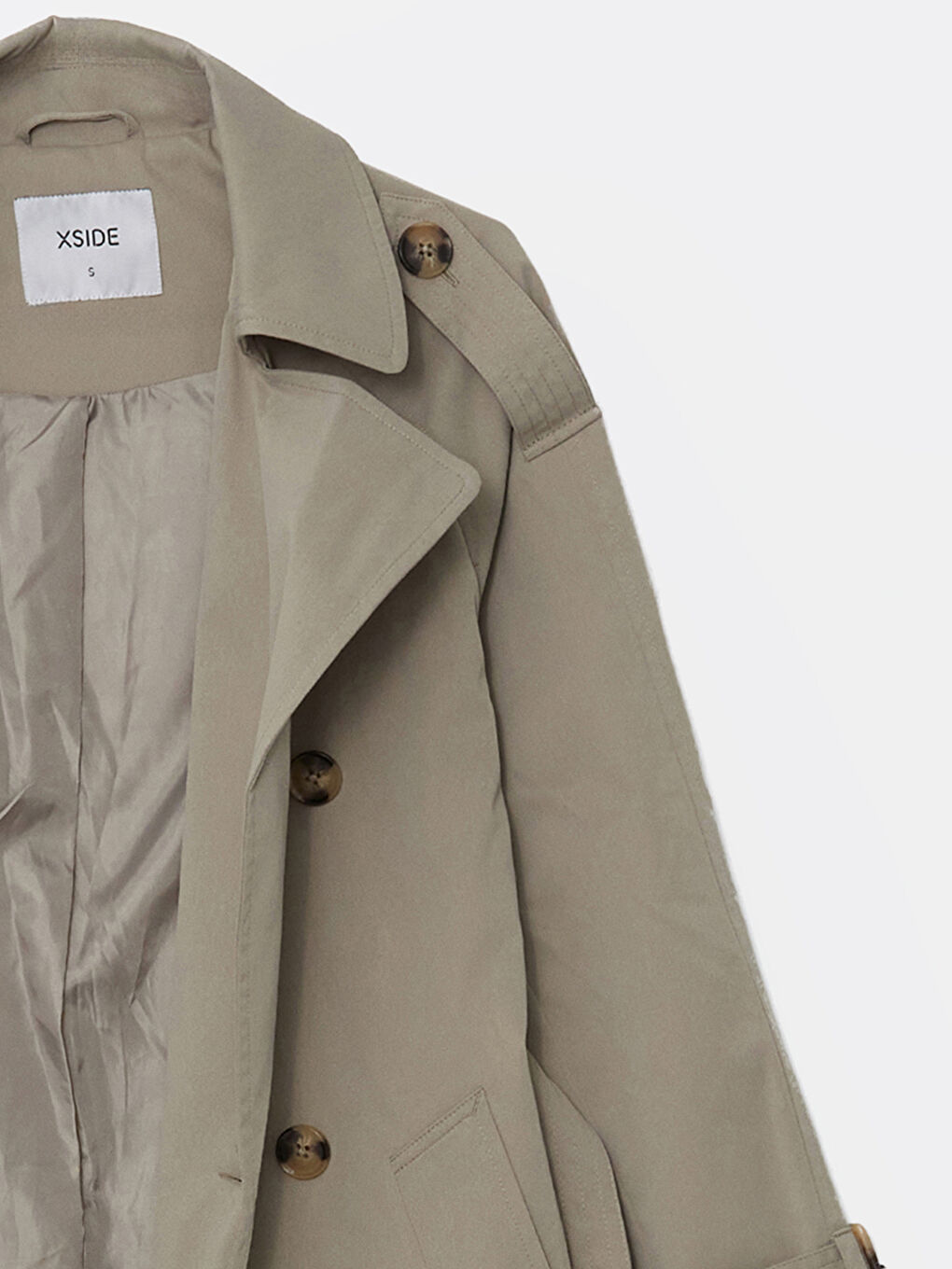 Haki Ceket Yaka Oversize Kadın Trençkot-6