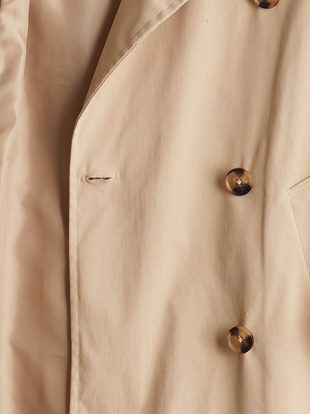 Bej Ceket Yaka Oversize Kadın Trençkot-6