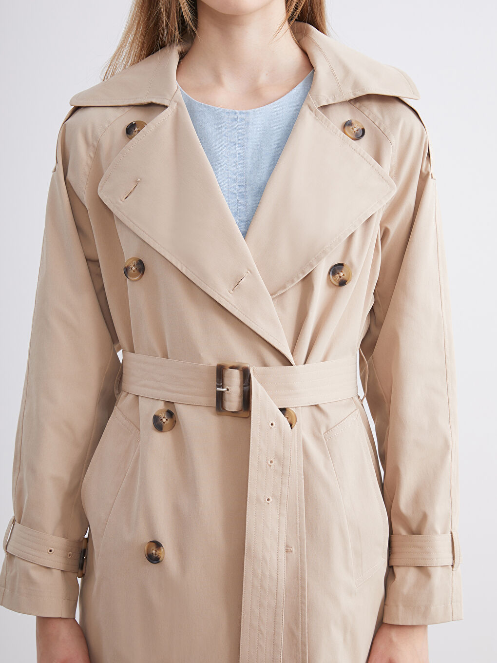 Double Breasted Collar Oversize Women's Trenchcoat-2